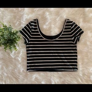 MOSSIMO Black and White Stripe Crop Top